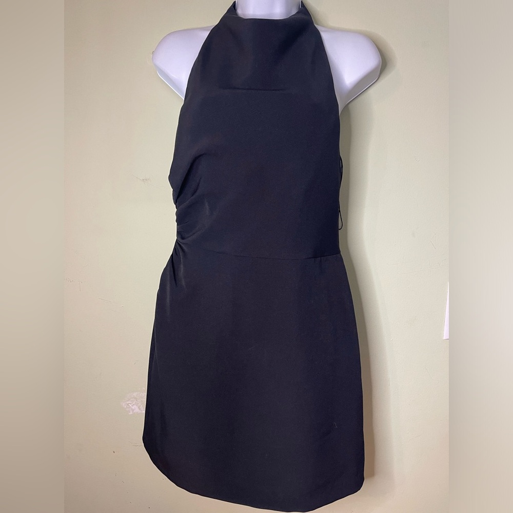 Rumer black halter mini dress